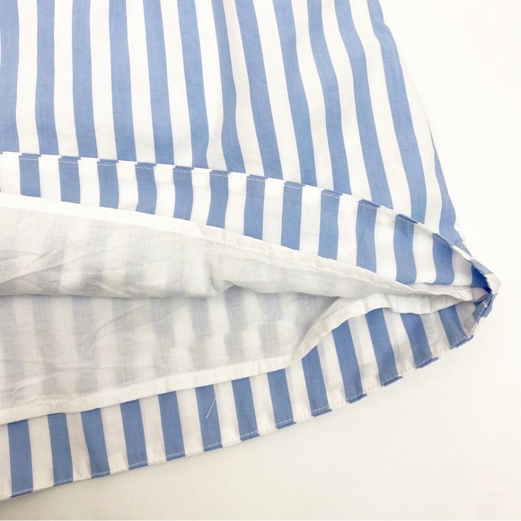 J. Crew Smocked Puff Sleeve Cotton Poplin Dress: Blue White Stripe Nautical - Picture 10 of 14